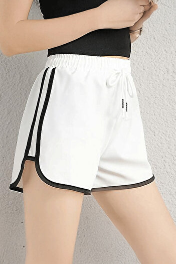Karakedi White Black Piping Trim Cutout Y2K Short Shorts