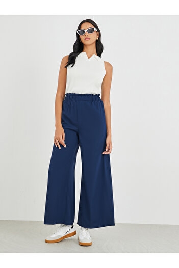 Take Two By Styli Solid Elastic Waist Wide Leg Pants