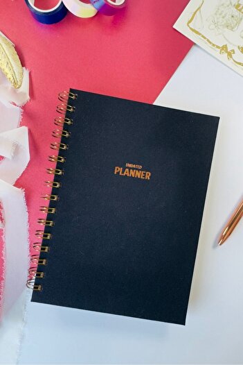 Martius Art A5 Spiral Linen Timeless Planner Agenda with Motivational Pages Sticker Black