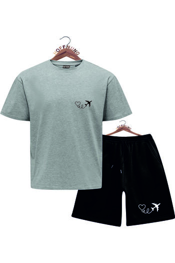 HOFFNUNG Unisex Men/Women Crew Neck Love Plane Printed Bottom Top Tracksuit Suit