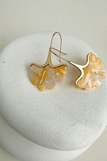 Modex Acrylic Leaf Earrings with Metal Detail Dangle (6cm)