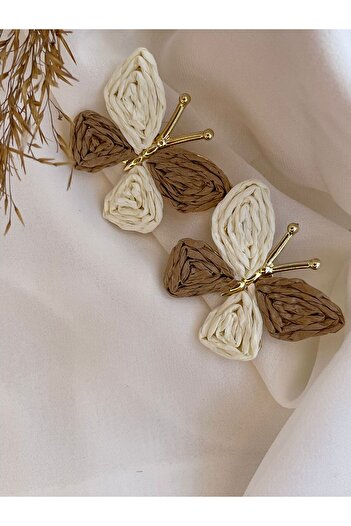 MODA Natural Raffia Butterfly Earrings