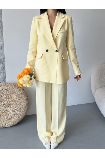 MYGİYİMİSTANBUL Blazer Jacket Palazzo Pants Suit