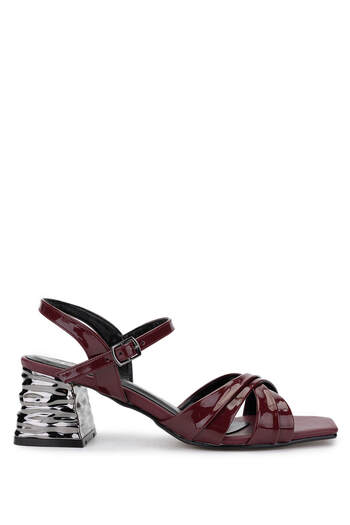 Tamer Tanca Women's Vegan Burgundy Patent Leather Heeled Shoes