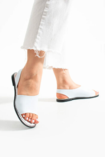 BOUIS Women's White Daily Comfortable Sole Sandals Summer Anti-Sweat Lightweight Thin Sole Pool Sea Beach Slippers