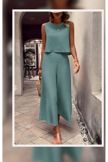 atelyu Women's Bottom Top Green Double Suit