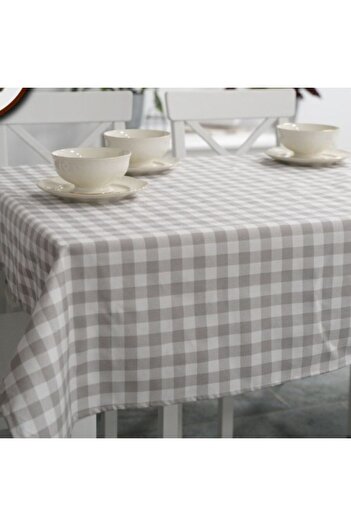 Pucioasa Teflon-coated cotton tablecloth, 120x160cm, white-gray squares
