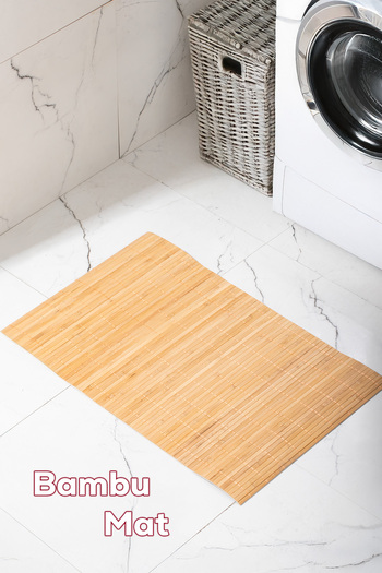 Porsima Pbt-374 Wooden Bamboo Mat Non-Slip Bath Mat 45X70Cm