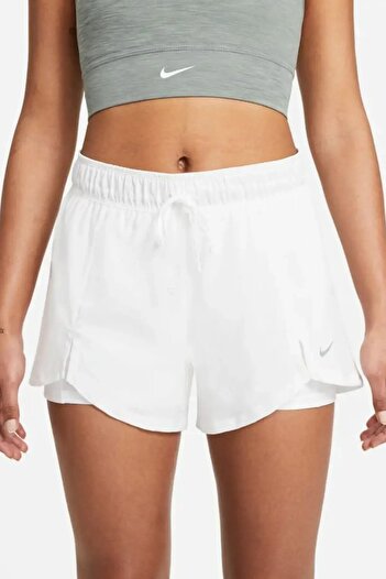 Nike Dri-Fit Flex Essantial 2-in-1 Taytlı Training Beyaz Kadın Spor Şort