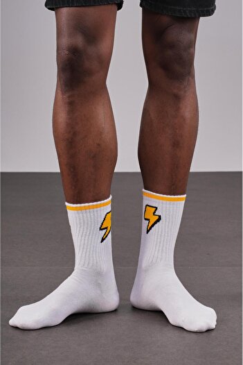 king brich Unisex Sports 4-Piece Lightning Patterned Comfortable Cotton Socks
