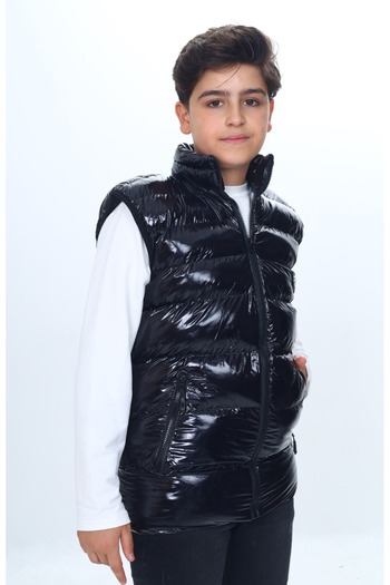 Toontoy Boy's Shiny Vest with Embroidered Chest
