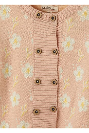 Uludağ Triko Pink Organic Cotton Floral Buttoned 2-Piece Set