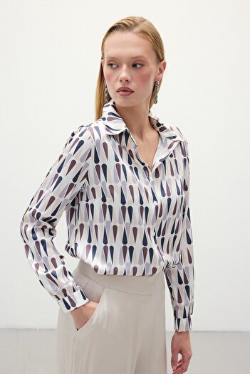 Sateen Plain Classic Shirt - Brown