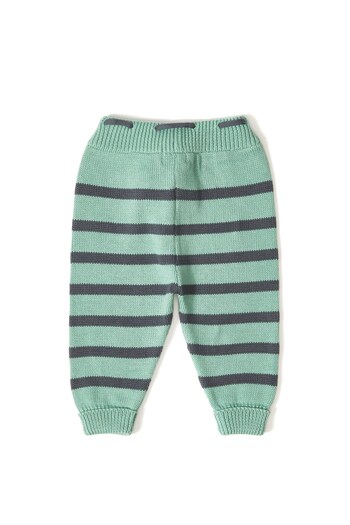 Uludağ Triko Green Organic Cotton Rabbit Patterned Knitwear Cardigan and Sweatpants Double Set