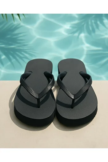 NUR KARACA 25Y1103 Flip-Flop High Sole Comfortable Daily Summer Beach Slippers for Women-Platrofm Model