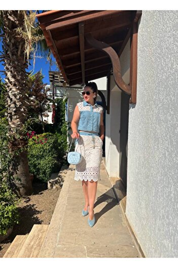 BRGCLOTHING Premium Design Knitted Jean Skirt