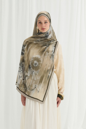 cs camellia scarf Velvet Crushed Shawl - Sage