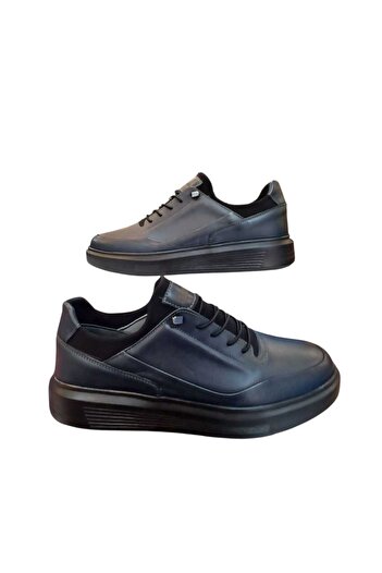 oktay kundura %100 Deri lacivert Ortopedik Yüksek Taban Erkek Sneaker Günlük Ayakkabı Bms B505