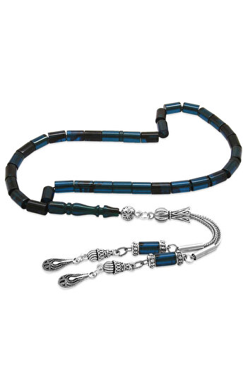 Tesbihane Non-Tarnish Metal 2-Piece Whip Tassel Cut Cut Wrist Length Turquoise Black Fire Amber Prayer Beads