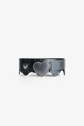 Bershka Leather effect belt with heart buckle