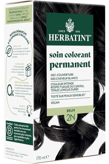 Herbatint Permanent Hair Colour Treatment 2N Brown - 170 ml | Ammonia-Free, 100% White Hair Coverage