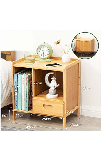 COOYA Nightstand End Table Side Table for Bedroom Home Office Bedside Cabinets with 2-Drawer,Open Shelf