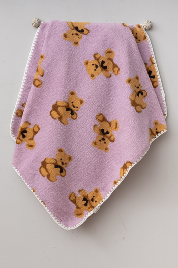 Teddy Pie Cute Bears Patterned 90X100 cm Plush Baby Blanket