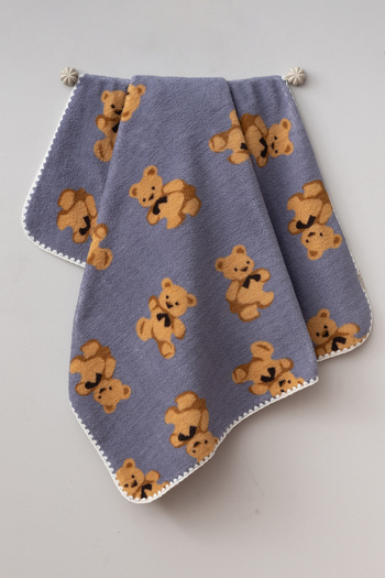 Teddy Pie Cute Bears Patterned 90X100 cm Plush Baby Blanket
