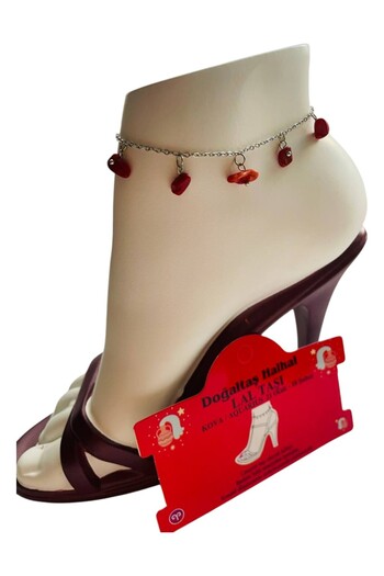 GALATA GIFT Natural Stone Anklet/Bracelet, 20-22cm Extension Chain with 5 Natural Stones Accessories-Card