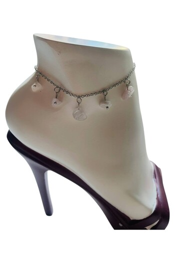 GALATA GIFT Natural Stone Anklet/Bracelet, 20-22cm Extension Chain with 5 Natural Stones Accessories-Card