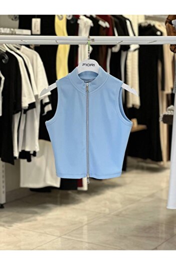 Fiori Zipper Zero Sleeve Blouse