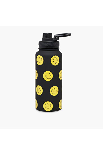 Lifestyle Smiley Print Double Wall Stainless Steel Sipper Water Bottle - 1 L