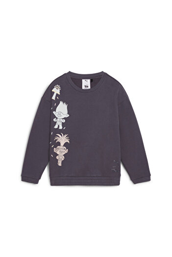 Puma Boys TROLLS Graphic Crew Sweat Top - Gray