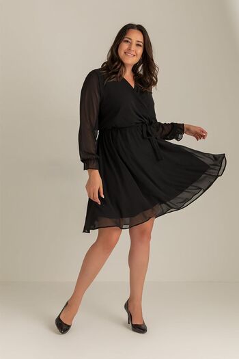 thezkscom Black Lined Plus Size Short Chiffon Dress 105 Cm