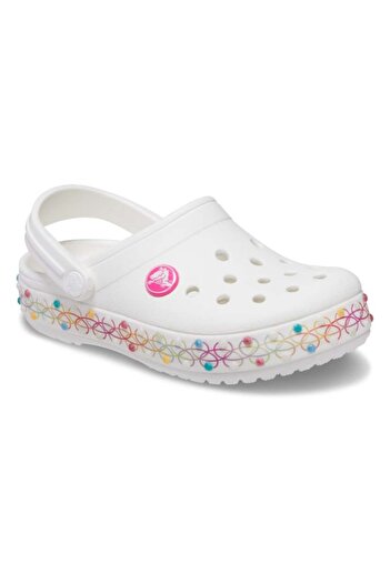 Crocs Saboți Crocband Stretch Necklace Clog Kids - Alb/Multicolor