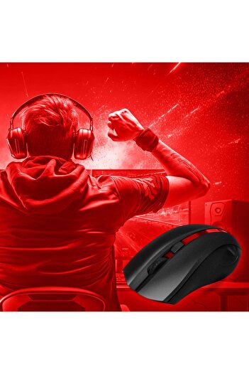 DexXer gaming mouse, Wireless 2.4 G, USB, FastCharge, Ergonomic design, Black Red