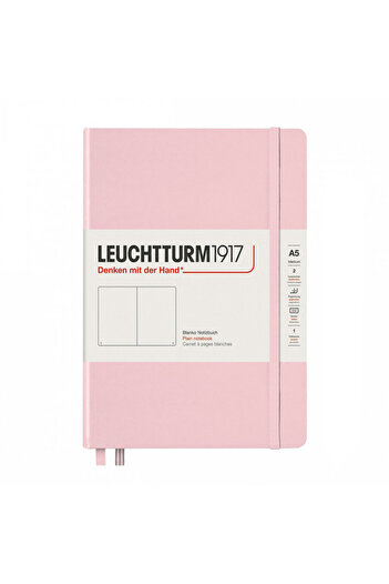 Leuchtturm Plain Notebook, A5 Size, Hardcover, Pastel Pink Cover, Acid‑Free Paper