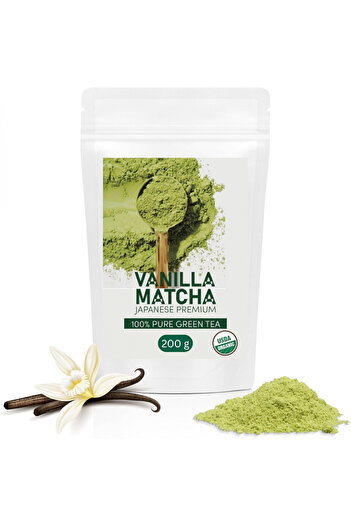 Matcha Premium Japanese شاي أخضر نقي 200 غرام، فانيليا