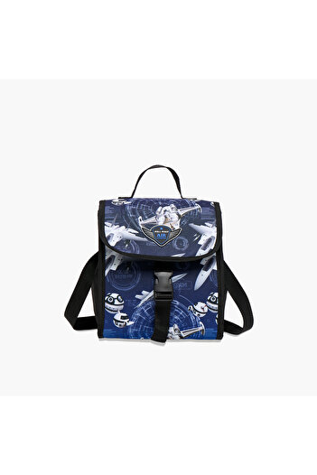 Roll Road Air Force Print Lunch Bag with Adjustable Strap and Flap Closure