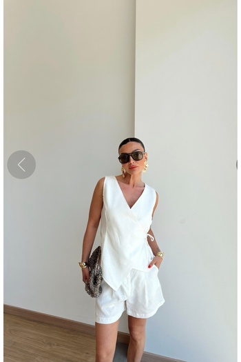 DUSOHOME Raw Linen Vest Shorts Set