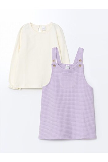 LC Waikiki Lcw Baby Combed Cotton Baby Girl Salopet and T-Shirt 2Pcs