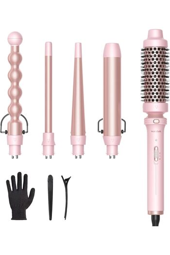Generic Wavytalk 5 in 1 Curling Iron, Curling Wand Set with Curling Brush and 4 Interchangeable Ceramic Curl