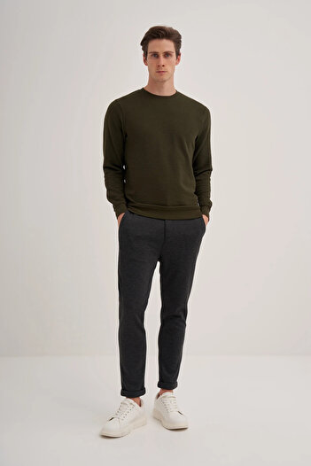 Cazador Slim Fit Pinstripe Ottoman Cotton Blend Sweatshirt-52470