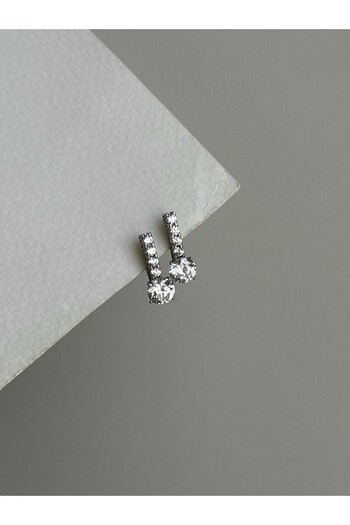 Owentis Steel Silver Crystal Stone Alameda Earrings -No Tarnishing-