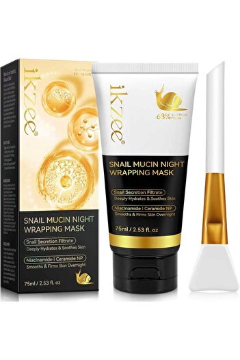 NOVA KISS Night Mask with Snail Mucin 68%, Collagen, Niacinamide, Intense Hydration, 75 ml