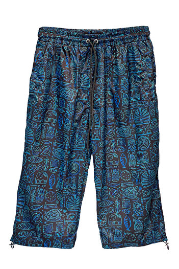 Adasea Men's Pool Sea Long Capri Shorts Swimwear K105 Dark Navy Blue
