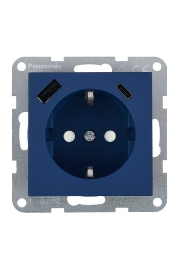 PANASONIC Socket Schuko with Child Protection and USB (A + C) Mechanism QC Karre Plus 55 Ocean