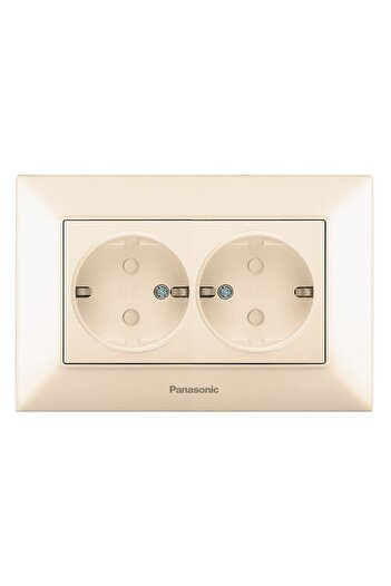 PANASONIC Double Schuko Outlet with Child Protection - Arkedia Slim Beige