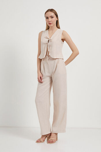 Arma Life Women's Lace Vest Loose Trousers Linen Double Suit