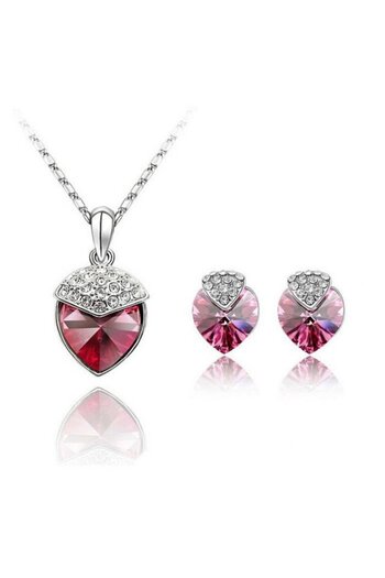 Kelan Elegant jewelry set – heart with bracelet and Crystal Red Passion crystals